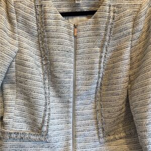 KARL LAGERFIELD Light Gray Textured Zip-Front Jacket